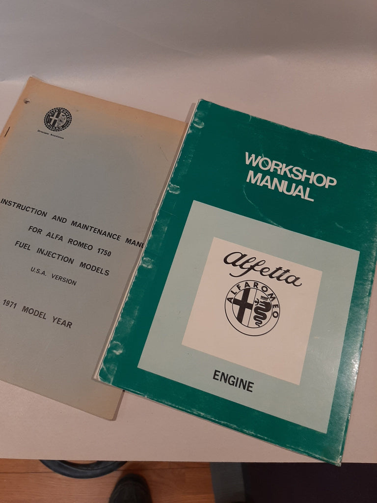 Alfa Romeo Factory service books (2)  #2448 April 1977 and Injection 1750 model 1971